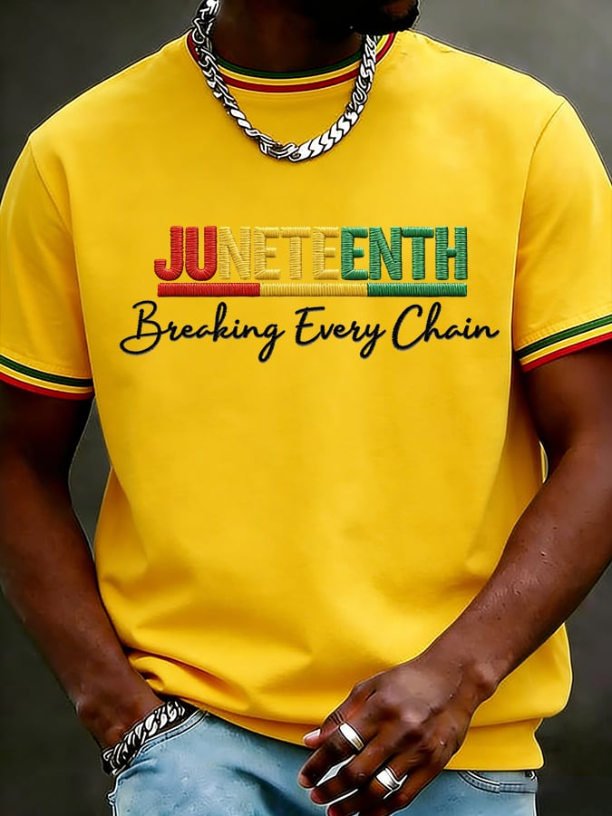 Men's Juneteenth Breaking Every Chain Printed Casual T-shirt