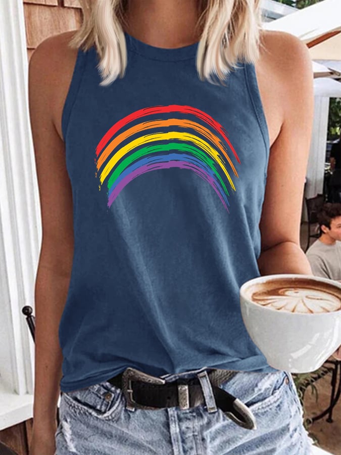 Women's LGBTQ+ Pride Print Crew Neck Tank Top