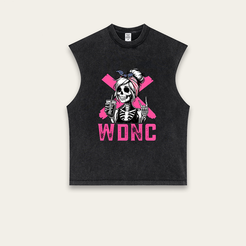 Retro and fun WDNC menopause/perimenopause printed sleeveless top