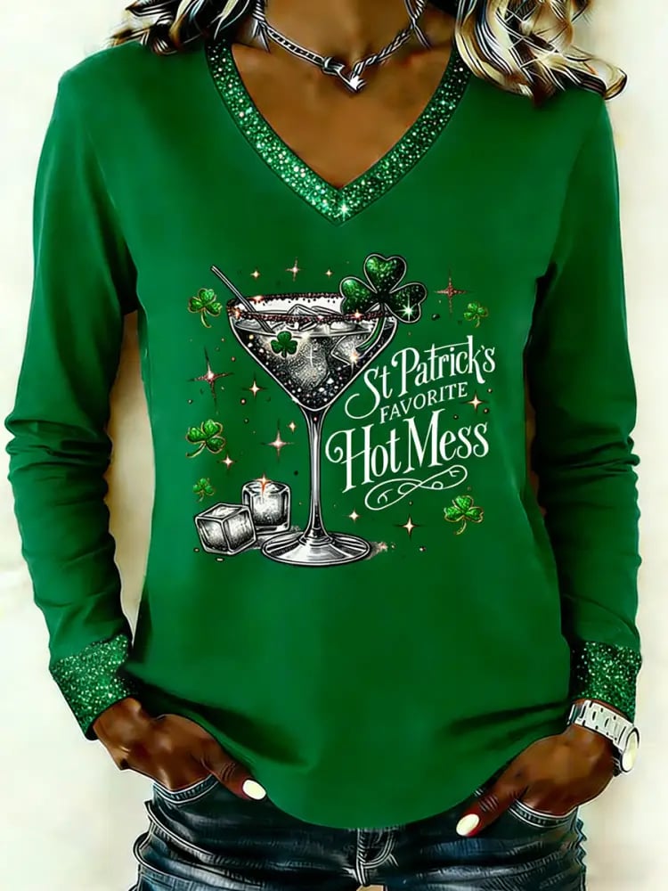 Women's Retro St. Patrick's Day Print T-Shirt