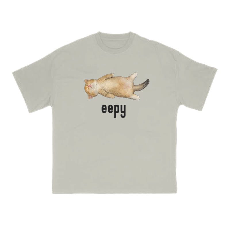 Unisex Funny Eepy Cat Print T-shirt