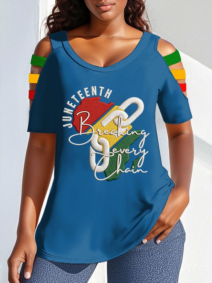 Women's Juneteenth Breaking Every Chain Print T-Shirt