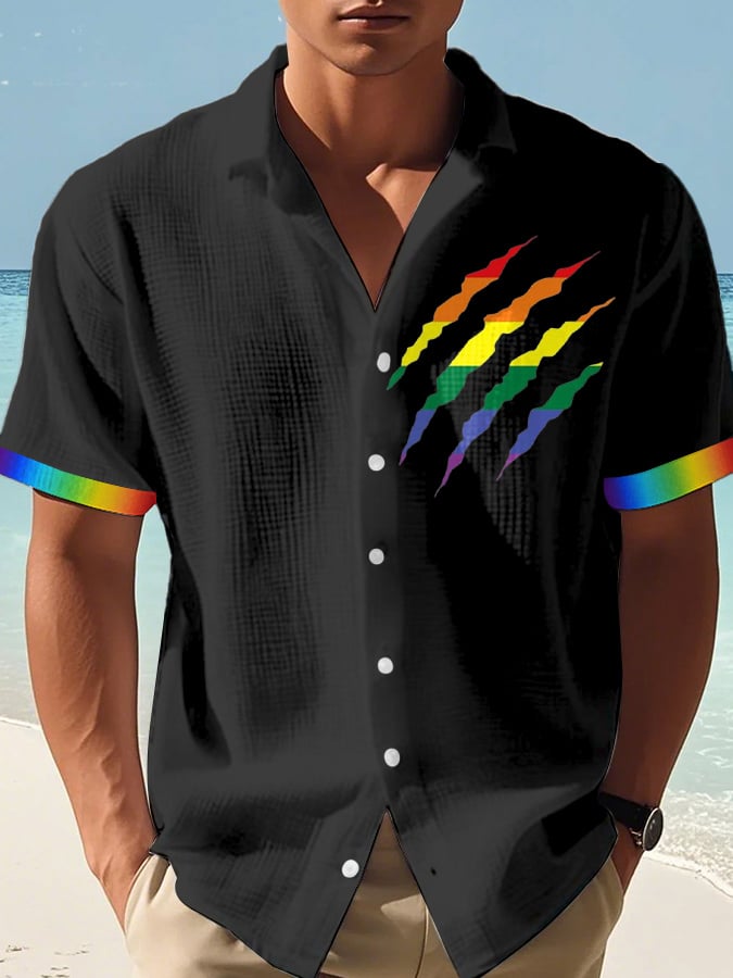 Men's Gay Pride Print Waffle Shirt
