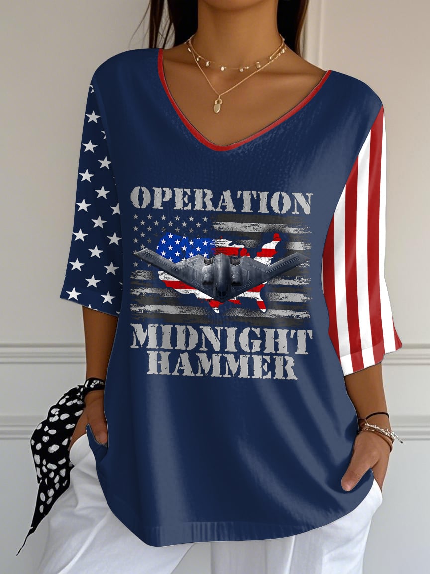 Women's Operation Midnight Hammer Printed Mid-Sleeve Casual T-Shirt