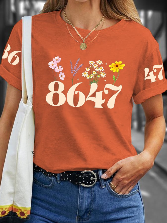 Women's Floral 8647 Printed Casual T-Shirt
