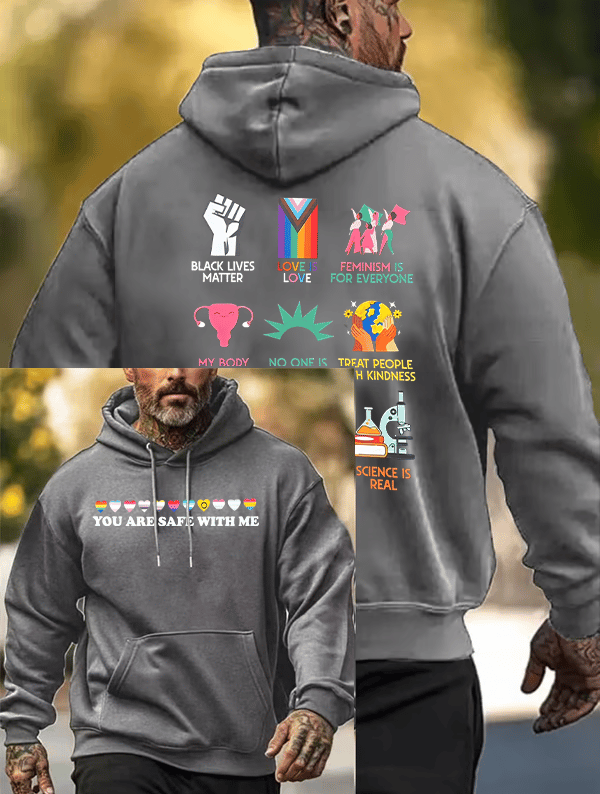Men's You are safe with me Print Hoodie