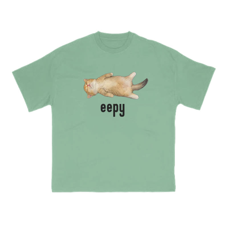 Unisex Funny Eepy Cat Print T-shirt