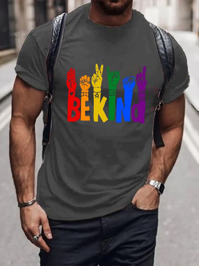 Men'S Be Kind Rainbow Print T-shirt