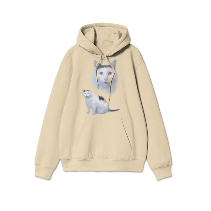 Unisex Confused Cat Print Hoodie