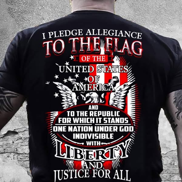 To The Flag Of The United States Of America Pattern Print 100%Cotton T-Shirt