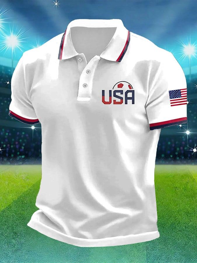 Men's Soccer Print Polo Shirt