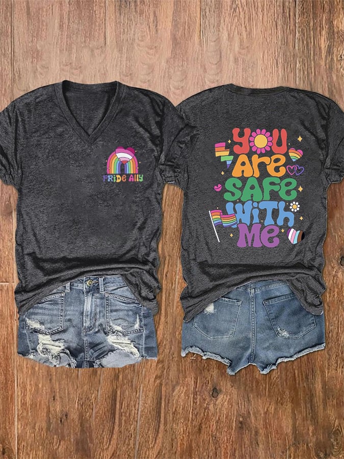 Women's You Are Safe With Me Print T-shirt