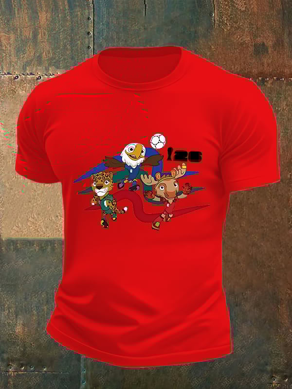 Men's 2026 World Cup Soccer Mascot printed T-shirt