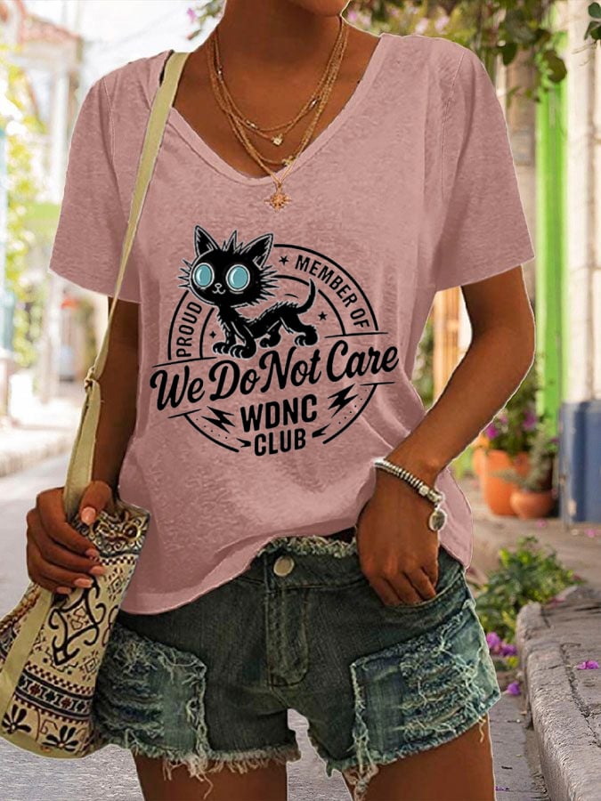Women's Retro Funny Proud Member Of WDNC Club We Do Not Care Menopause Perimenopause Print T-Shirt