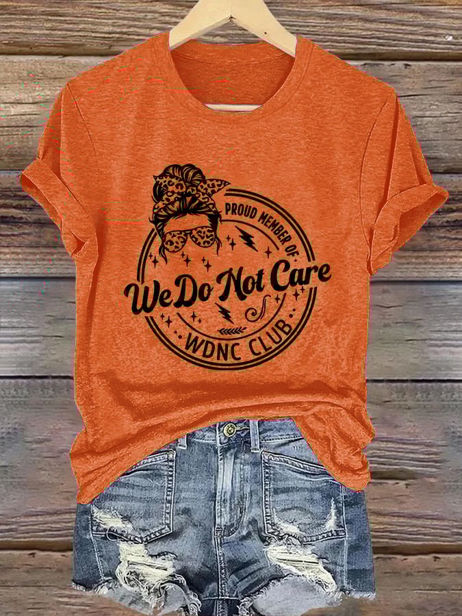 Retro Funny Proud Member Of WDNC Club We Do Not Care Menopause Perimenopause Print T-Shirt
