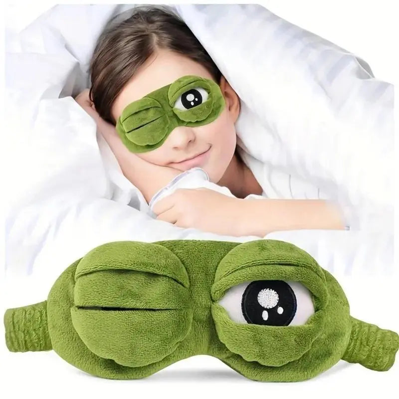 Cute Frog Sleep Mask for Adults, Whimsical 3D Contoured Plush Cotton Design
