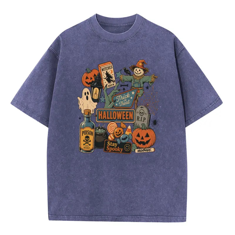 Unisex Vintage Halloween Short-Sleeve Cotton T-Shirt