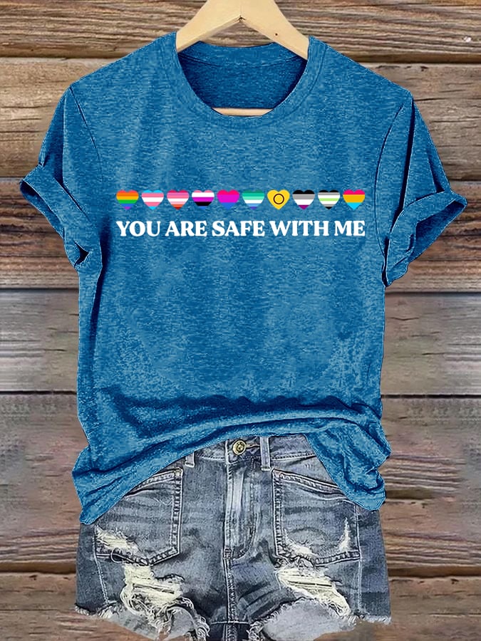 Women's YOU ARE SAFE WITH ME Print T-Shirt