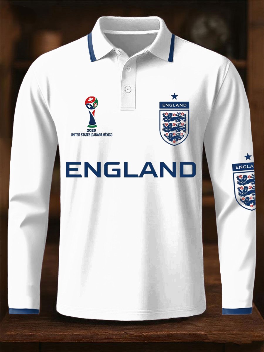 Men's UK Football Lover England 2026 Print Polo Shirt