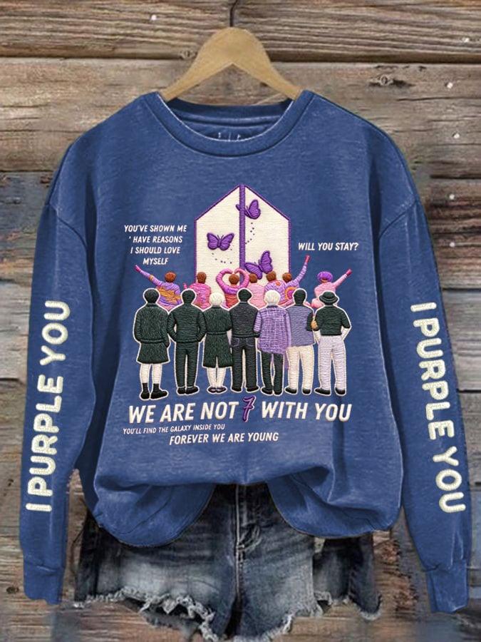 Women's K-pop Printed Long-Sleeve Sweatshirt