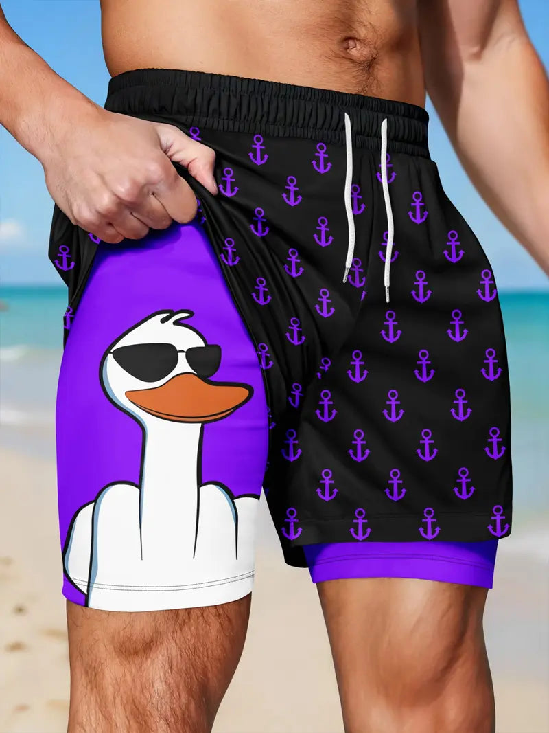 Unisex 2-in-1 Quick-Dry Beach Shorts