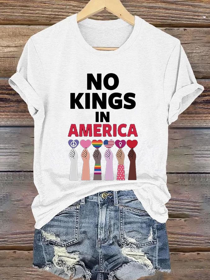 Women's No Kings In America Print Caasual T-shirt