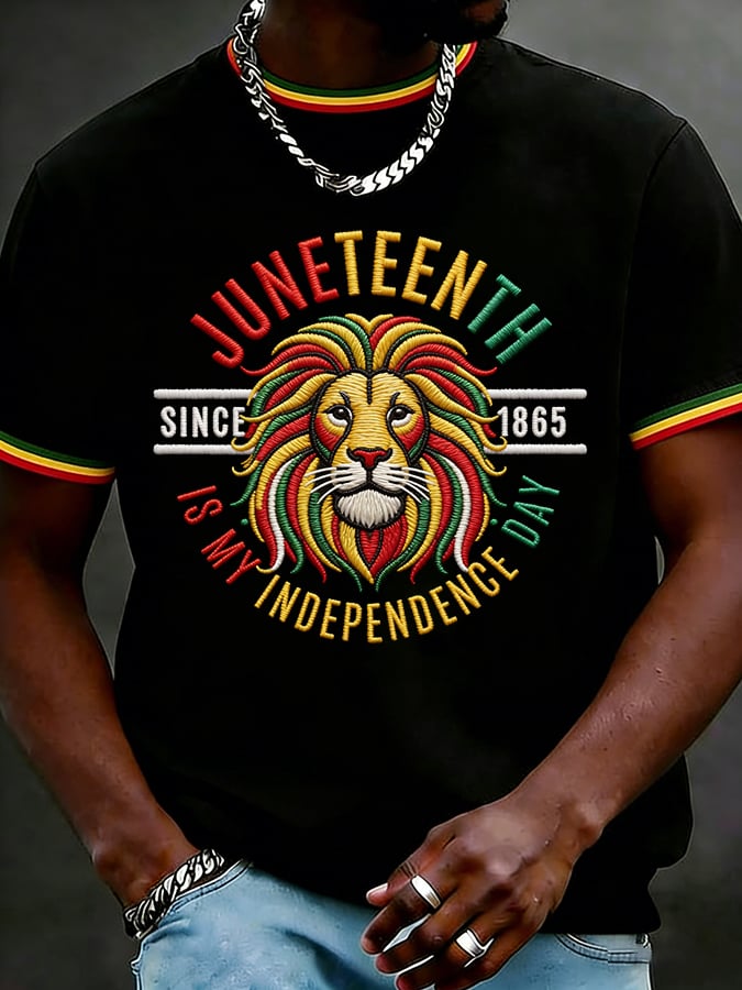 Men's Juneteenth Lion 1865 Printed Casual T-shirt