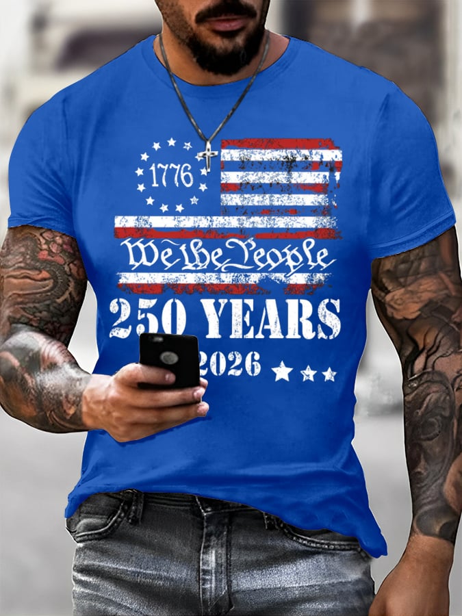 Men's 250th America Anniversary Casual Printed T-Shirt