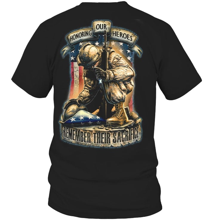 Honoring Our Heroes Pattern Print 100%Cotton T-Shirt