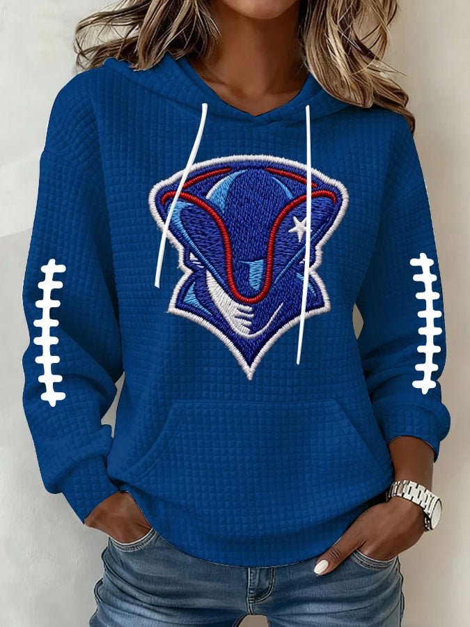 Women's Football Print Waffle Fabric Hooded Sweatshirt