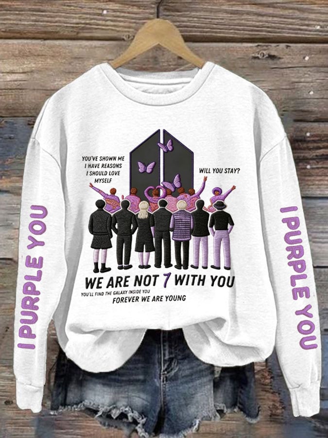 Women's K-pop Printed Long-Sleeve Sweatshirt