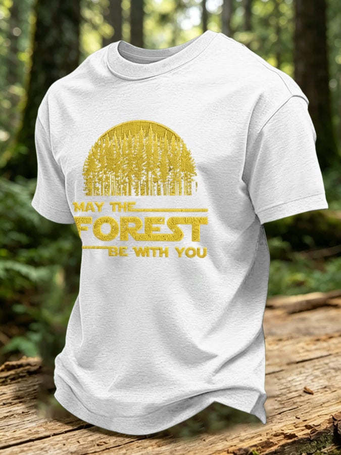 Men's May The Forest Be With You Printed Casual T-Shirt