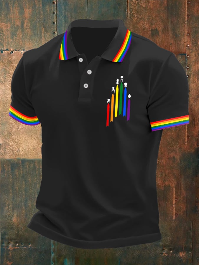 Men's Gay Pride Print Polo Shirt