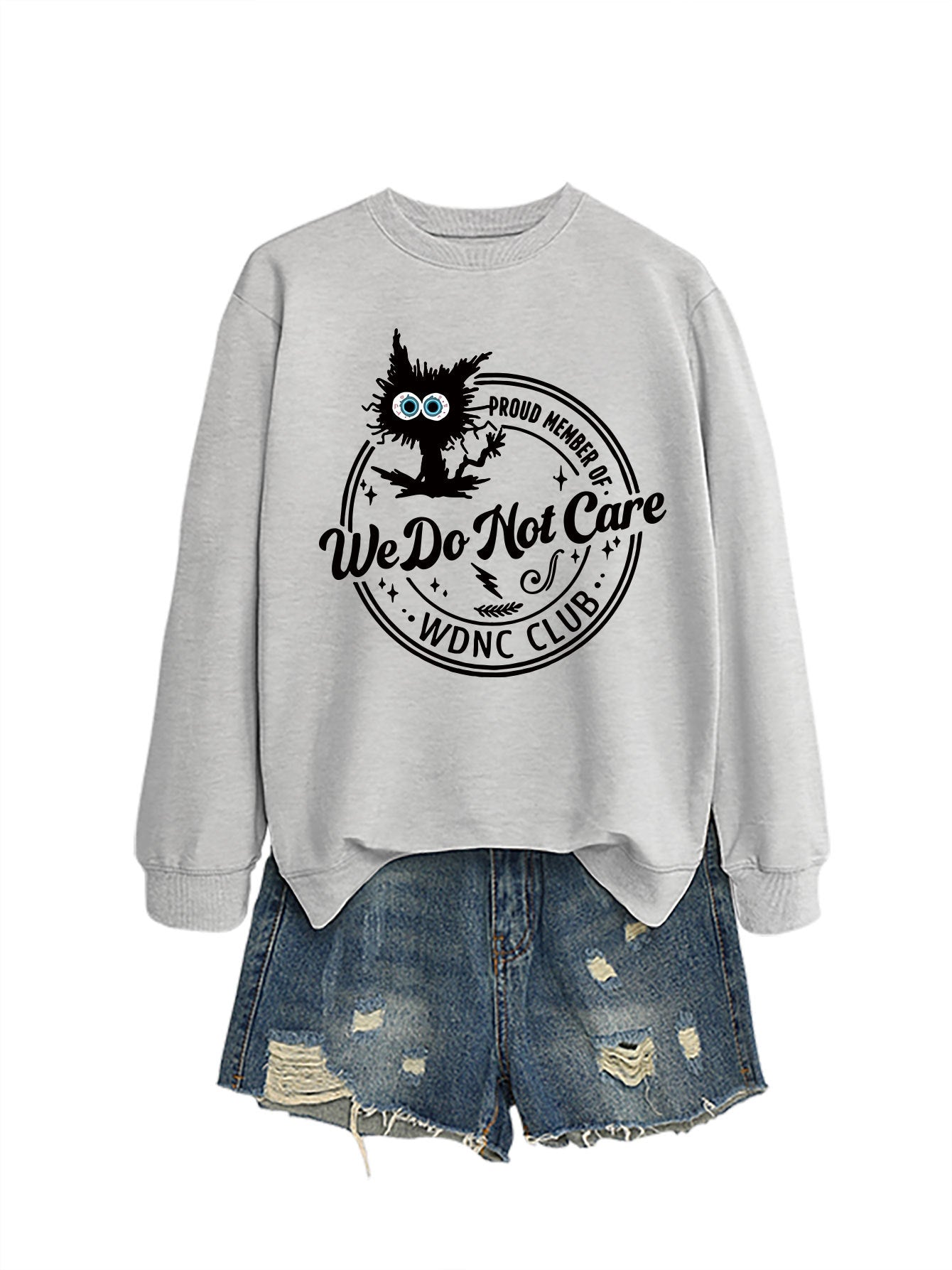 Retro-inspired fun, WDNC Club proud member, menopause-themed printed sweatshirt.