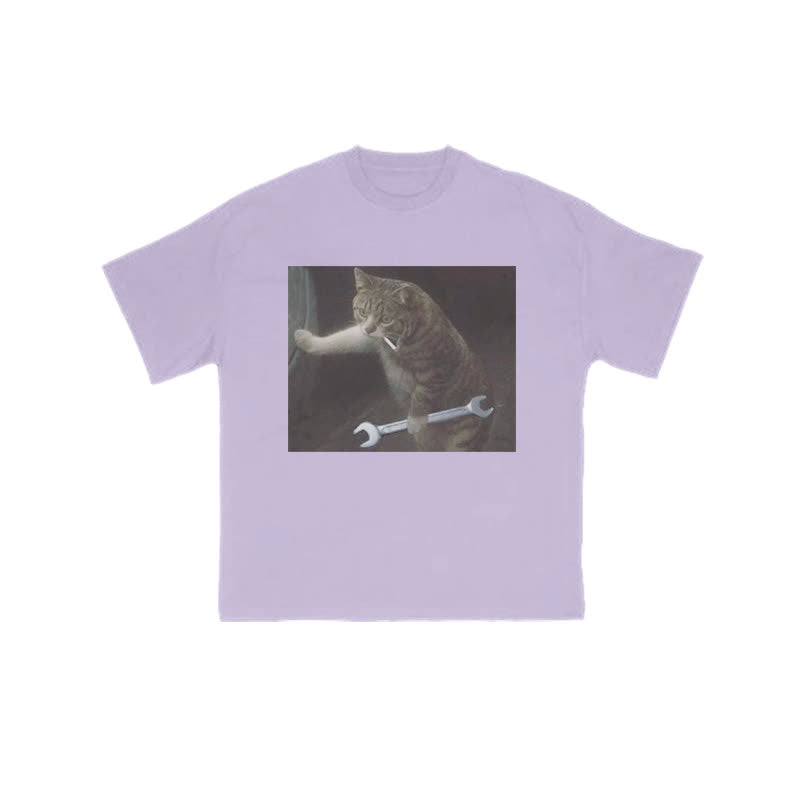 Unisex 100% Overlord Cat Print T-shirt