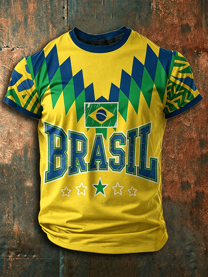 Brasil Retro Flag Soccer T-Shirt