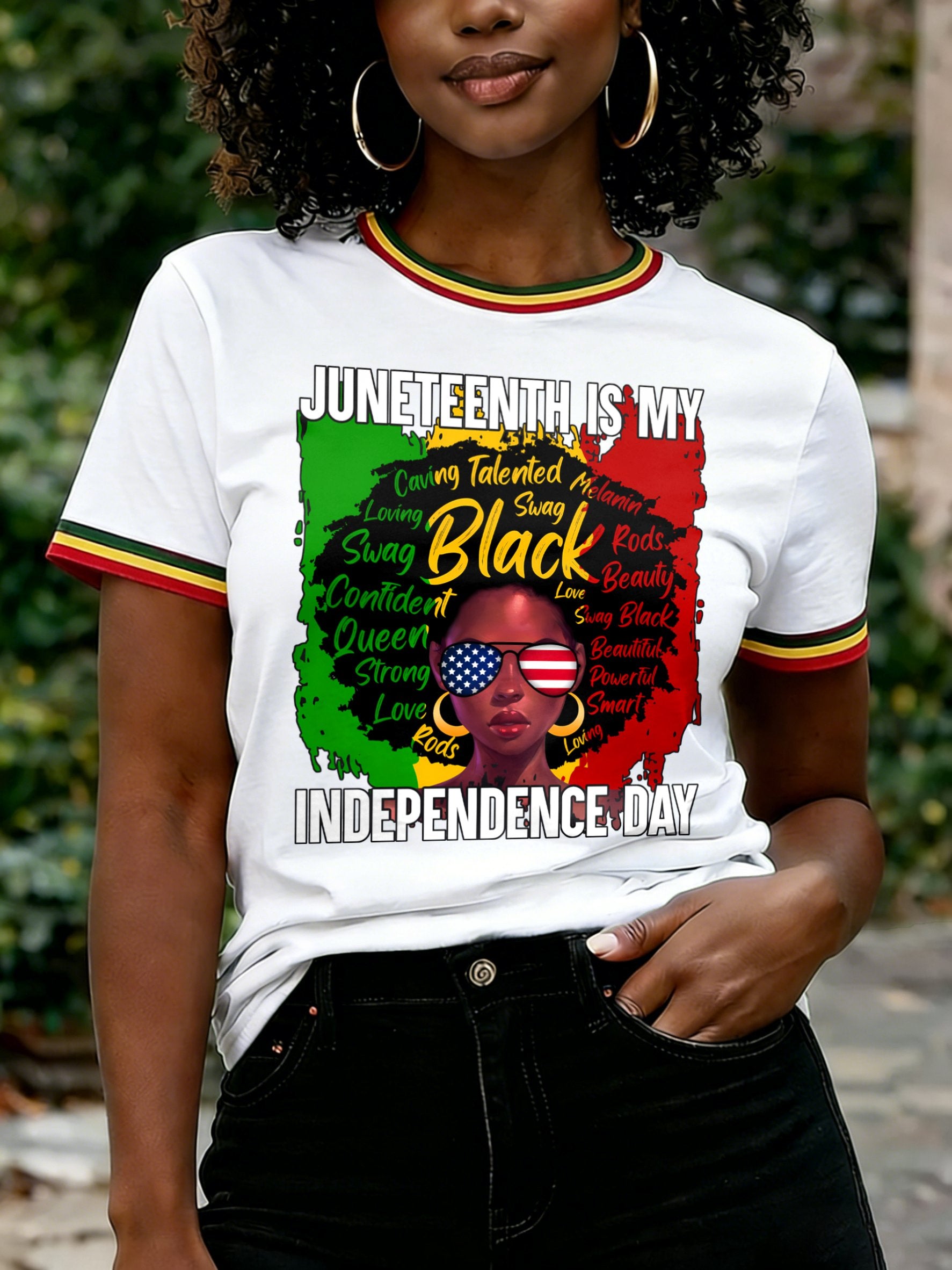 Women's Juneteenth Is My Independence Day Print Casual T-shirt