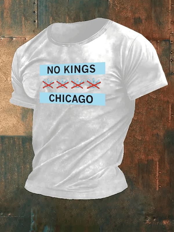 Men's No Kings Chicago Flag Print T-Shirt