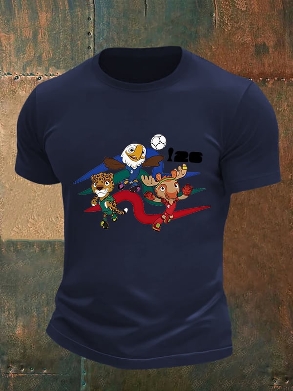 Men's 2026 World Cup Soccer Mascot printed T-shirt