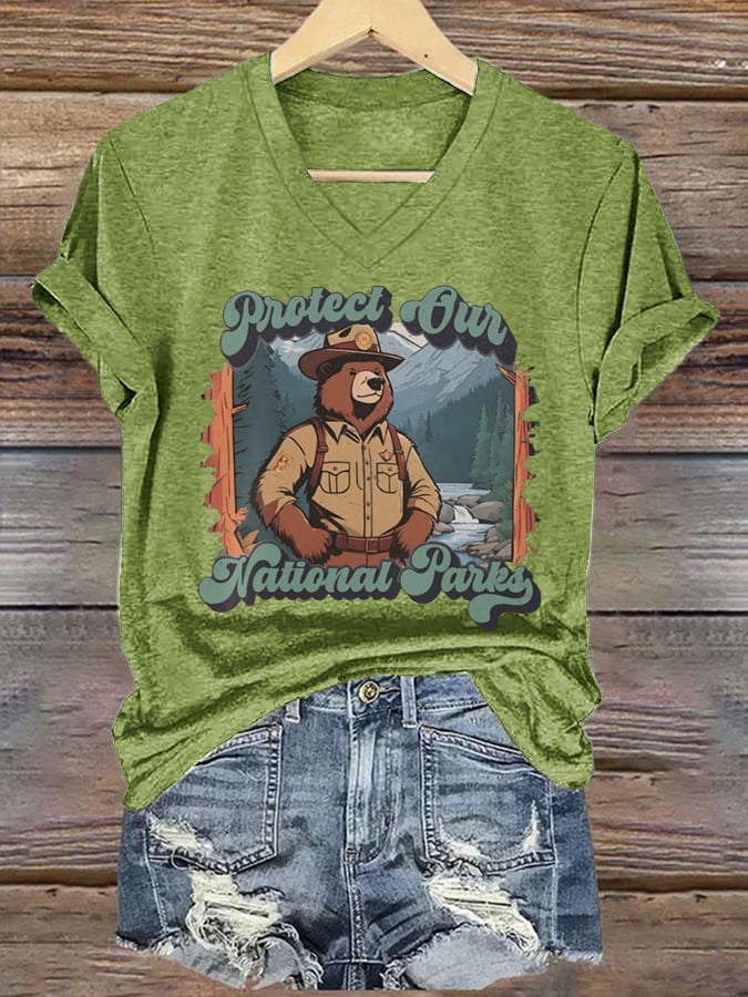 Women's National Park Print Casual T-Shirt