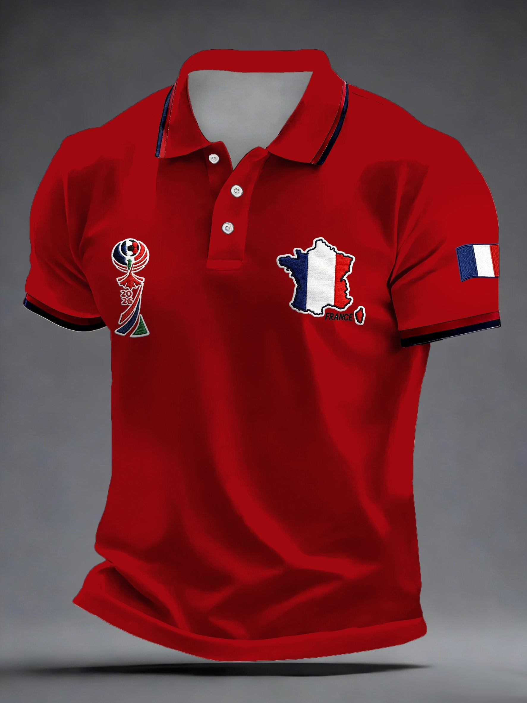 Men's French Football Fans Print Polo Shirt