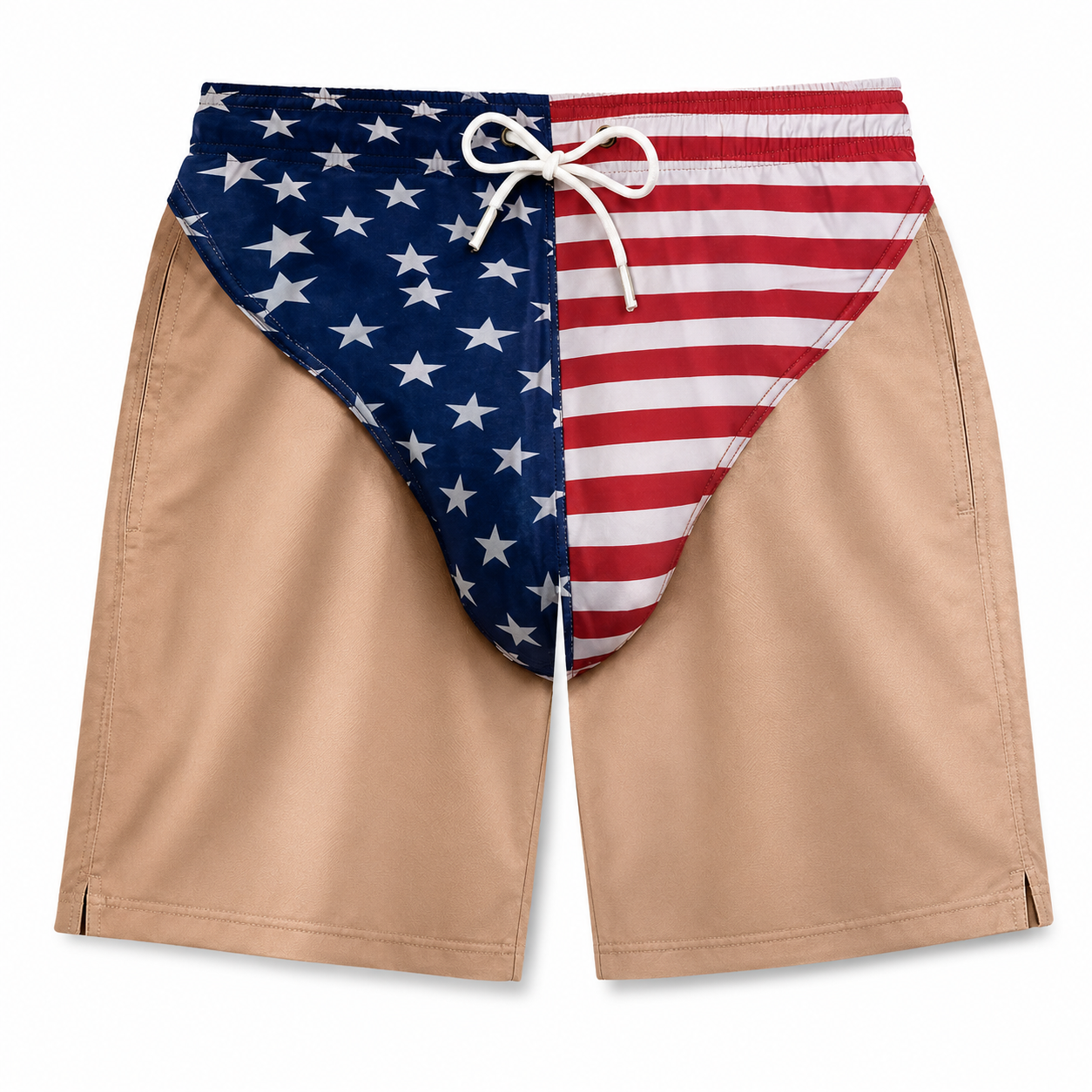 Funny beach shorts printed with the American flag