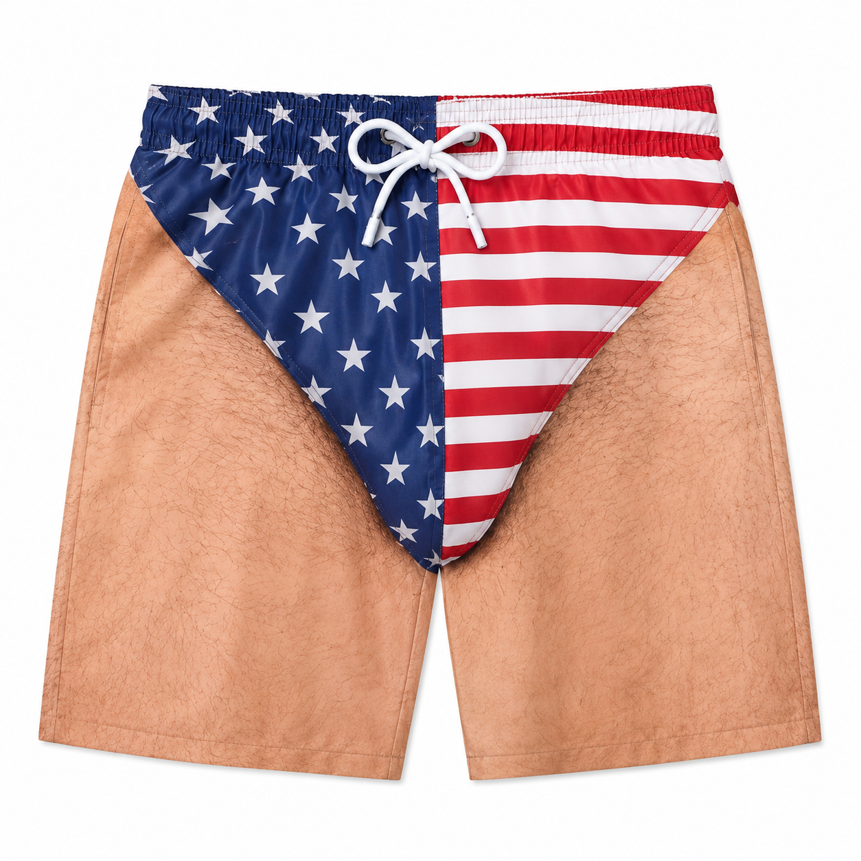 Funny beach shorts printed with the American flag