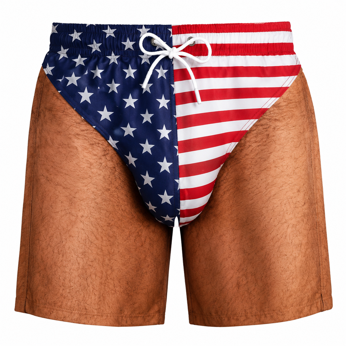 Funny beach shorts printed with the American flag