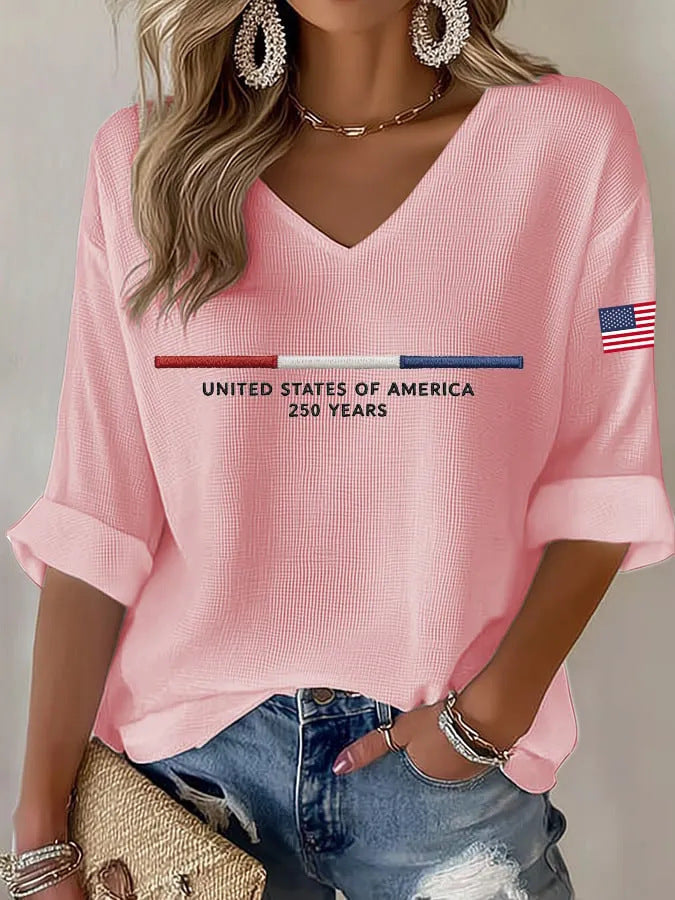 Women's America 250th Anniversary V-neck Long Sleeve