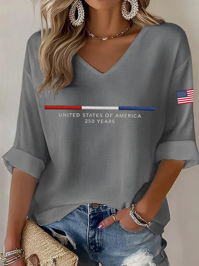 Women's America 250th Anniversary V-neck Long Sleeve