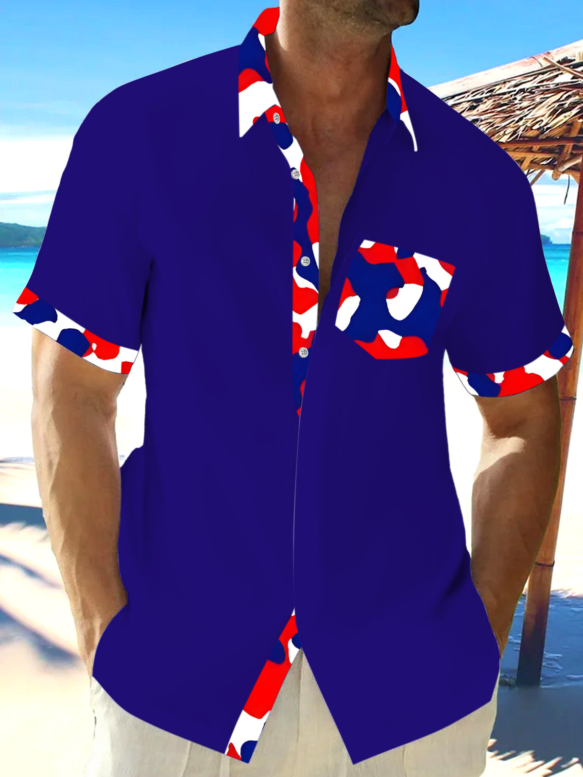 Independence Day Men's Pocket Short Sleeve Shirts