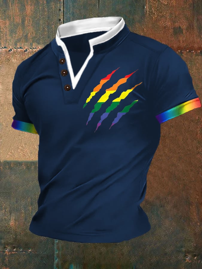 Men's Gay Pride Print V-Neck Top