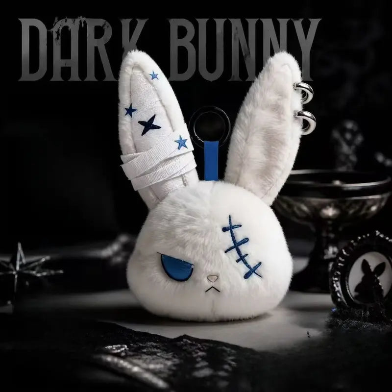 🐰 Gothic Style Fluffy Bunny Keychain🐰Dark Fashion Rabbit Head Bag Charm
