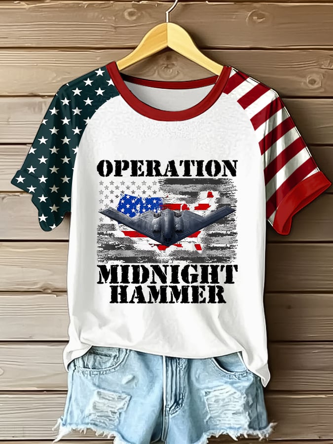 Women's "Operation Midnight Hammer" Raglan Short Sleeve T-Shirt